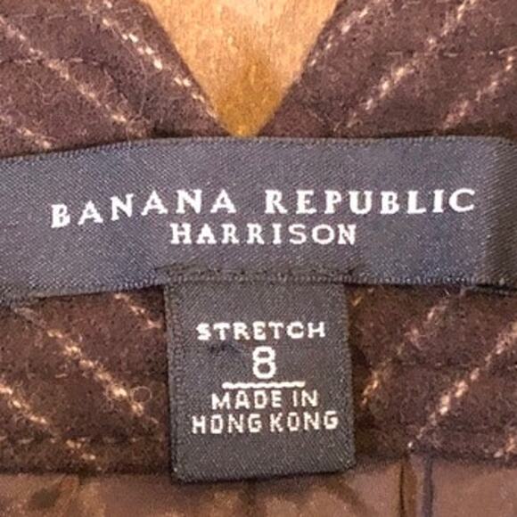 Banana Republic Womens Pants Brown Cream Harrison Fit Lined Wool Blend Stretch 8 - Picture 5 of 12